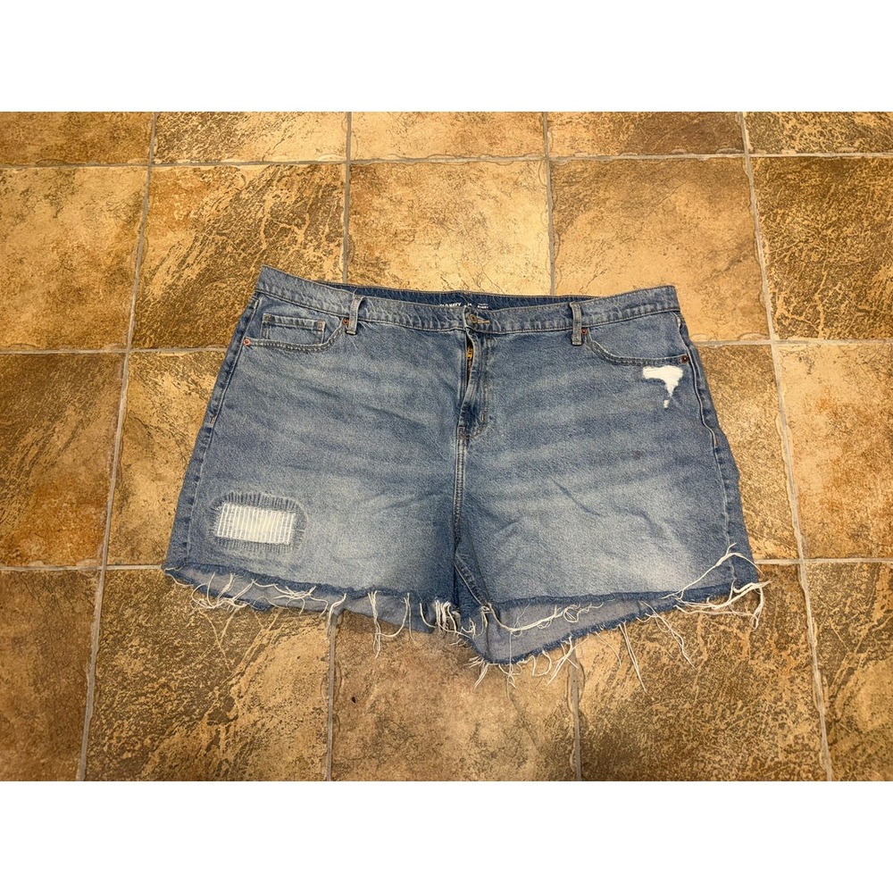 Old Navy High-Rise Baggy Distressed Jean Shorts Light Wash Size 24 Frayed Hem